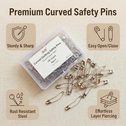 Curved Safety Pins for Quilting (100 Count)