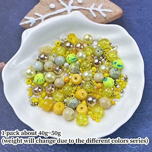 Assorted Glass Resin Beads Multi Size Colors Smooth Cracked Gravel Millet Spacer Beads for Bracelets Necklace Earring DIY Jewelry Making Craft