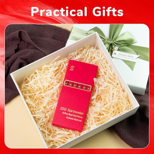Red Pens 6 Pcs Red Ink Pens Fine Point Smooth Writing Pens (6 Count)