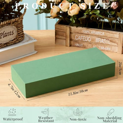 4 Pcs Green Reusable Floral Foam Blocks Water Weather Resistant Dry Floral Foam for Artificial Flower Arrangements Outdoor Hanging Florist Plant Bases for DIY Wedding