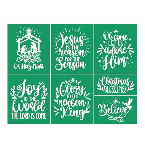 Holy Night Silk Screen Transfers Christmas Bless Self Adhesive Silk Screen Stencils Joy Xmas Screen Print Stencil for Painting on Wood