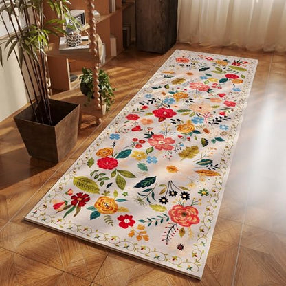 Runner Rug for Hallways Kitchen Rug Non Slip 2'x 6' Washable Rugs with Rubber Backing Soft Floral Carpet Runner for Hallways