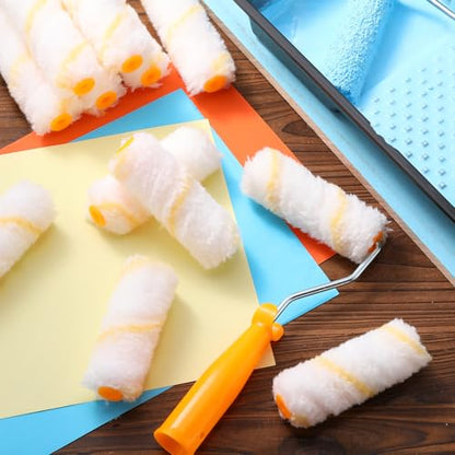 160 Pcs 4 Inch Paint Roller Covers with 2 Holder Microfiber Mini Small Paint Roller Kit for Painting Walls House Home