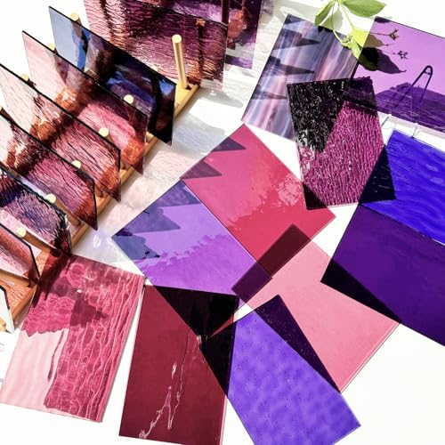 24 Sheets Shades of Purple Stained Glass Sheets (24 Count)