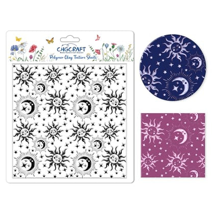 Sun Moon Stars Polymer Clay Texture Sheets Silicone Texture Stamp Clay Texture Mat Modeling Pattern Pad Texture Sheets for Jewelry and Clay Earrings Tools