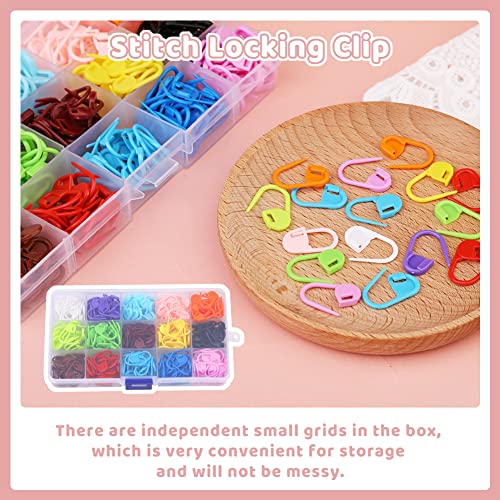 300Pcs Stitch Markers 15 Color Crochet Stitch Markers for Crocheting (300 Count)