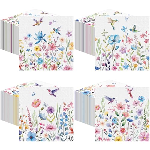 200 Pieces Summer Floral Cocktail Napkins 2