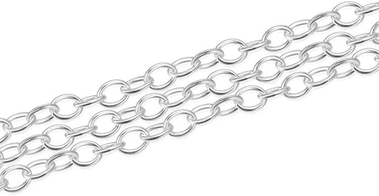 Adabele 5 Feet Authentic 925 Sterling Silver Unfinished 4.2mm (0.16 Inch) Cable Link Chain Bulk Hypoallergenic Nickel Free for DIY Craft Jewelry Making SSK-G3