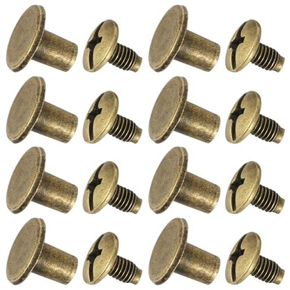 150 Sets 8MM Chicago Screws Leather Rivets for Fabric Chicago Binding Screws Buttons Metal Studs Rivets for Decorate and Repair Belts Bags Shoes Purse Dog Collar Leather Craft