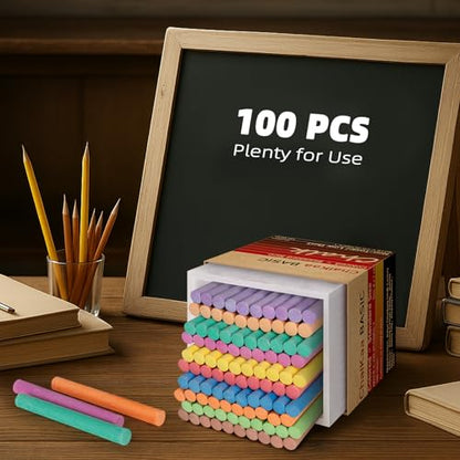 Dustless Colored Chalk 100PCS (100 Count)