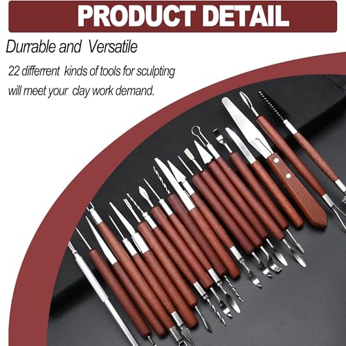 22 Piece Clay Sculpting Tools Set Perfect for Polymer Air Dry Modeling Clay Beginners & Professionals Ideal for DIY Pottery & Ceramics Tools for Clay Sculpey Sculpting & Crafting