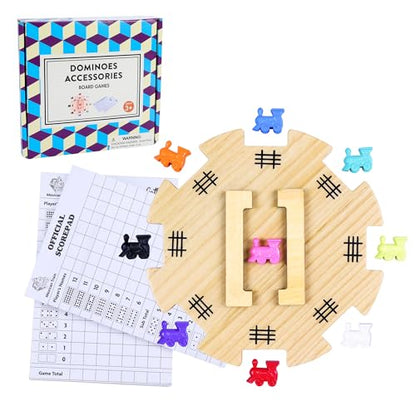 Mexican Train Dominoes Accessories Set with Wooden Hub