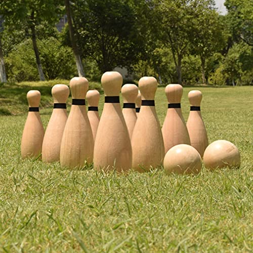 Outdoor Giant Lawn Bowling Games Wooden Lawn Set Fun Sports Games Medium (12 Count)