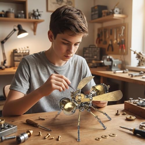 3D Metal Puzzle Mechanical Model Kit Steampunk Bee Insect 140+ Parts No Glue Build Premium Desktop Decor Christmas & Birthday Gift for Adults Hobbyists