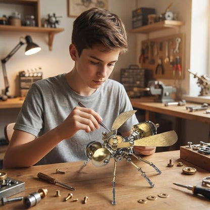 3D Metal Puzzle Mechanical Model Kit Steampunk Bee Insect 140+ Parts No Glue Build Premium Desktop Decor Christmas & Birthday Gift for Adults Hobbyists