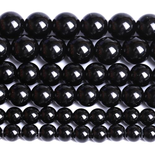 10MM Natural Black Agate Gemstone Beads Round Loose Stone Beads for Jewelry and Bracelets Making 72pcs 2 Strands 32