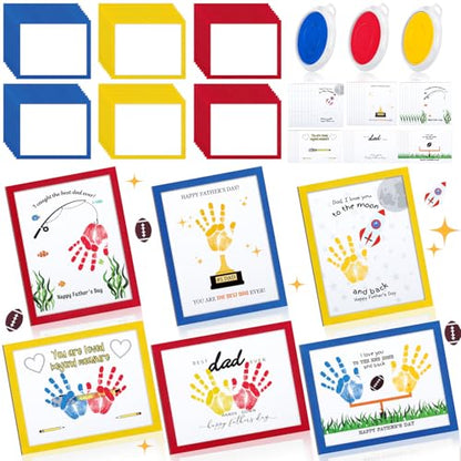 48 Sets Father's Day Handprint Crafts DIY Religious Hand Keepsake Craft Gifts with Flower Stickers for Mom Dad Home Party Activities (48 Count)