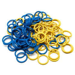 100 Pack) Soft Stitch Ring Markers for Knitting and Crochet - Flexible, Snag-Free Rubber Stitch Markers (Medium Size for Needle Sizes 9-15, Blue & Yellow)