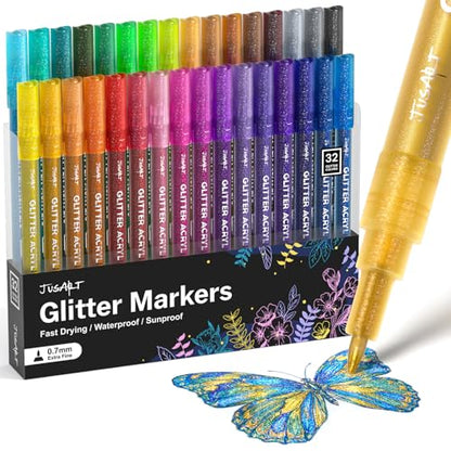 32 Colors Glitter Markers (32 Count)