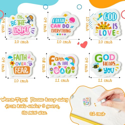 Christian Inspirational Mini Erasers Back to School 60Pcs Inspirational Faith Over Fear Pencil Eraser Colorful God 3D Desk Puzzle Statione Pet for Student Kid Classroom Reward Birthday Supplies (60 Count)