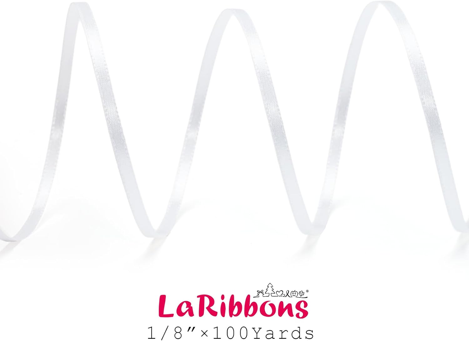 LaRibbons White Satin Ribbon 1/8 Inch 100 Yards Thin Luxury Double Faced Silk Ribbon for Flower Bouquet Crafts Gift Wrapping Wedding Christmas Decoration - Crafty Corner
