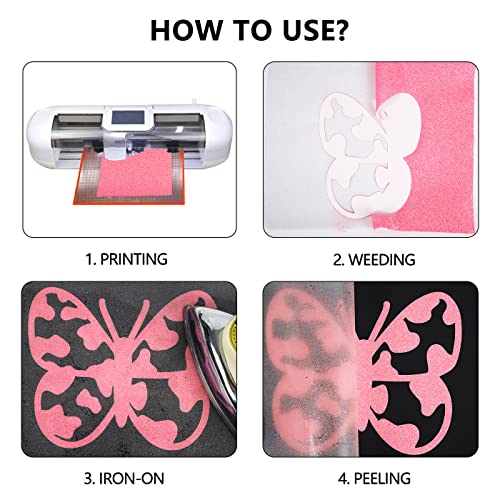 Heat Transfer Vinyl Glow Pink Glitter HTV Rolls