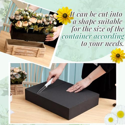 2 Pcs Black Reusable Floral Foam Blocks Water Weather Resistant Dry Floral Foam for Artificial Flower Arrangements Outdoor Hanging Florist Plant Bases for DIY Wedding