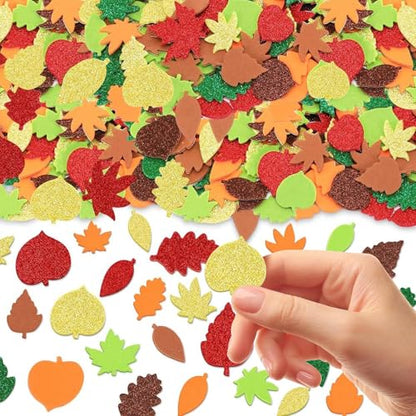300Pcs Fall Foam Leaf Stickers