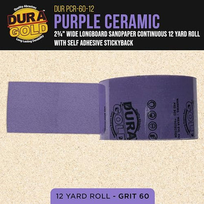 Premium 60 Grit PSA Purple Film Ceramic Longboard Sandpaper (36 Foot)