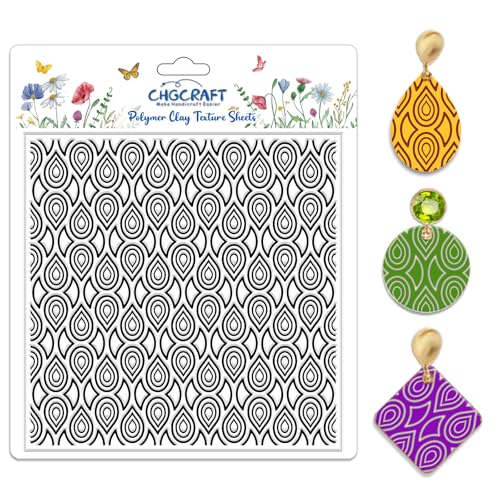 Teardrop Polymer Clay Texture Sheets Repeating Seamless Pattern Silicone Texture Stamp Line Art Modeling Pattern Pad for Jewelry and Clay Earrings Tools