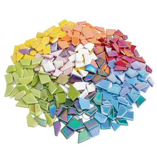 Iridescent Glass Mosaic Tiles for Crafts Bulk