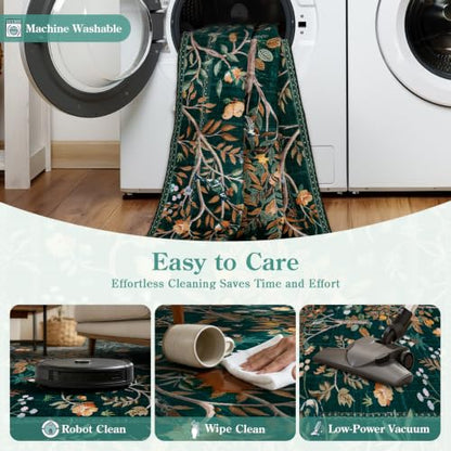 Boho Floral Rug Runners for Hallways Non Slip (20 Sq Ft)