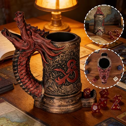 Dice Tower Mug DND Dice Rolling Tower with 7 PCS Dice Set