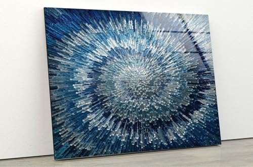 20Wx14H'' Abstract Blue Textured Glass Wall ArtTempered Glass Printing Wall Decor Large Wall Art Wall Hangings