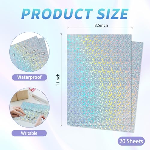 20 Sheets Printable Holographic Sticker Paper