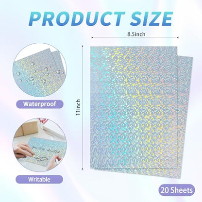 20 Sheets Printable Holographic Sticker Paper