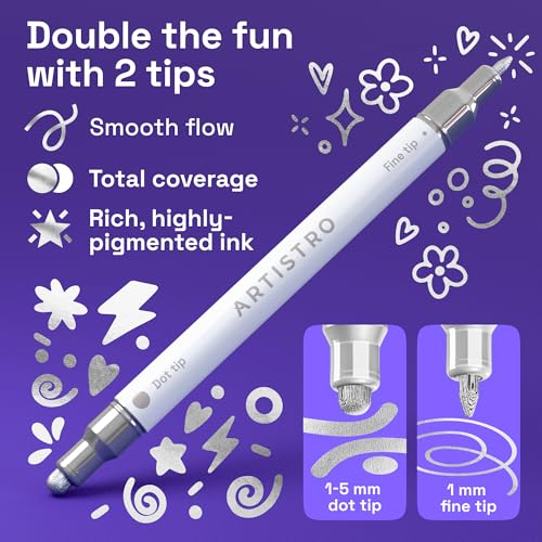 Silver Dual Tip Acrylic Paint Marker Pens (12 Count)