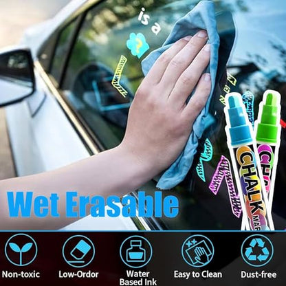 Window Chalk Markers for Cars Glass Washable