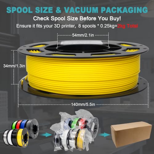 1.75mm PETG Filament 8 Colors 250g 8 Pack