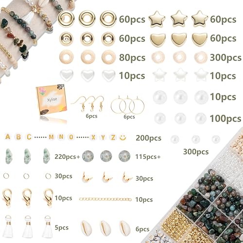 Jewelry Making Supplies Kit Natural Stone Beads for Irregular Natural Stone with for DIY Craft Bracelet Necklace Earrings for Adults