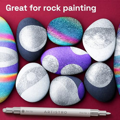 Silver Dual Tip Acrylic Paint Marker Pens (24 Count)