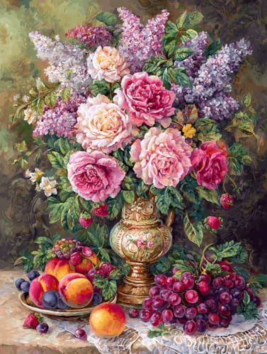 14ct Counted Stamped Cross Stitch Kits for Adults Flowers Printed Cross Stitch Patterns Art Crafts Cross Stitch Supplies