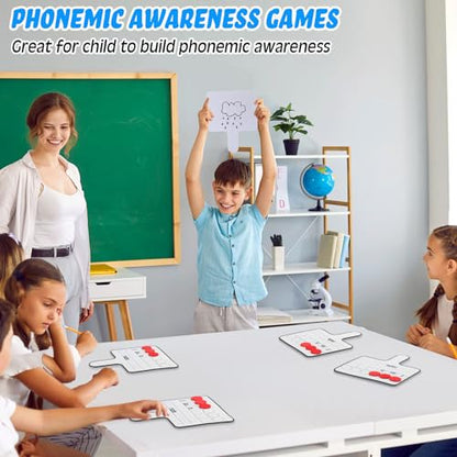 3 Pcs Magnetic Paddle Set Education Dry Erase Double Side Handheld Answer Board with Magnetic Counters Discs Phonemic Awareness Phonics Games Toy for Students Kids Teaching Supply (3 Count)