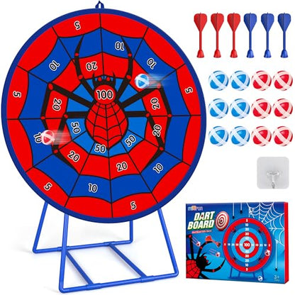 Large Double Sided Kids Dart Board with Stand (18 Count)