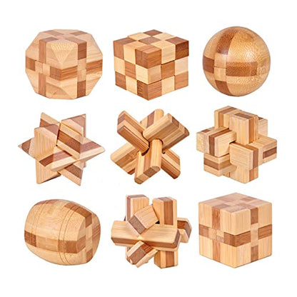 9pcs Wooden Brain Teaser Puzzles (9 Count)