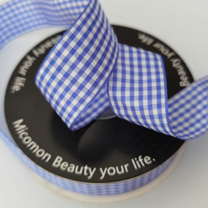 Blue and White Gingham Ribbon Plaid Ribbon 25 Yards Each Roll 100% Polyester