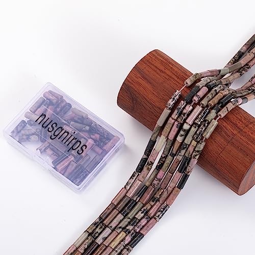 Natural Rhodochrosite Cylinder Tube Beads 4x13mm 38cm (28 Count)