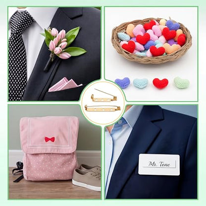 100 Pcs Brooch Pin Backs Bar Pins Backs for Crafts Safety Clasp with Plastic Box (100 Count)