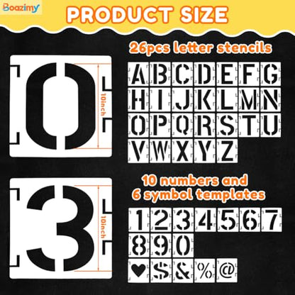 10 Inch 42 Pcs Reusable Letter Number Symbol Stencils (42 Count)