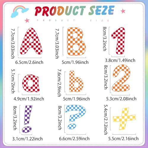 221 Pcs Colorful Checkered Bulletin Board Letters for Classroom (221 Count)